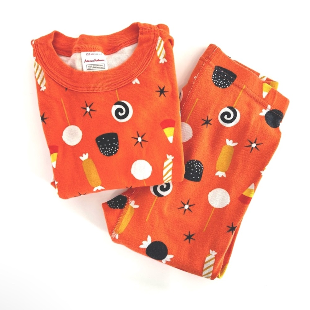 🍭🧡Hanna Andersson Halloween Sweat Treats Pajamas Set Unisex Size 6-7